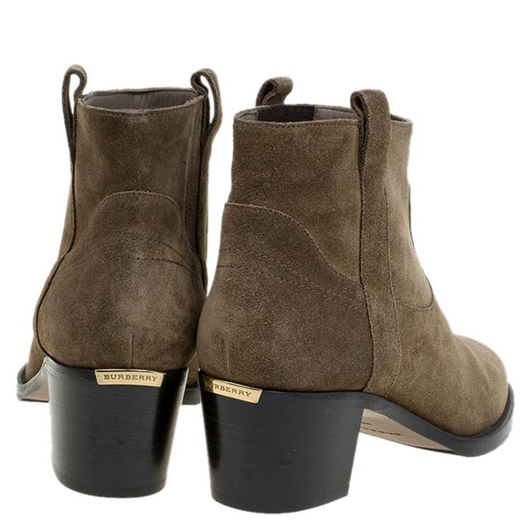 Pre Owned Burberry Brown Suede Coletta Ankle Boots Size 40