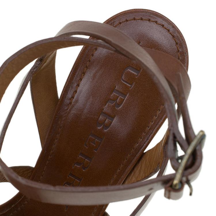 Pre Owned Burberry Brown Leather Strappy Sandals Size 40
