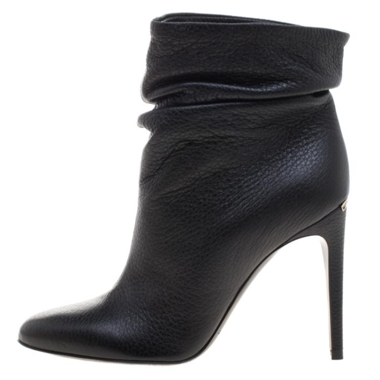 Pre Owned Burberry Black Leather Epworth Ankle Boots Size 36.5