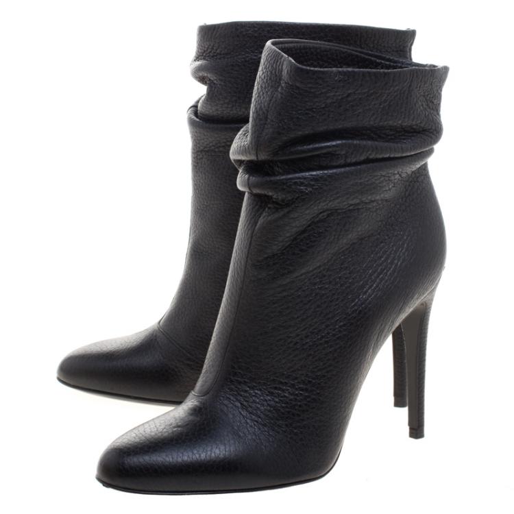 Pre Owned Burberry Black Leather Epworth Ankle Boots Size 36.5