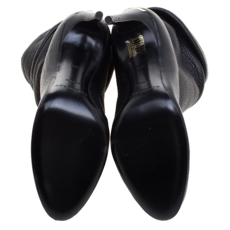 Pre Owned Burberry Black Leather Epworth Ankle Boots Size 36.5