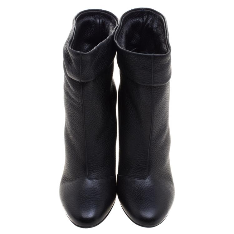 Pre Owned Burberry Black Leather Epworth Ankle Boots Size 37