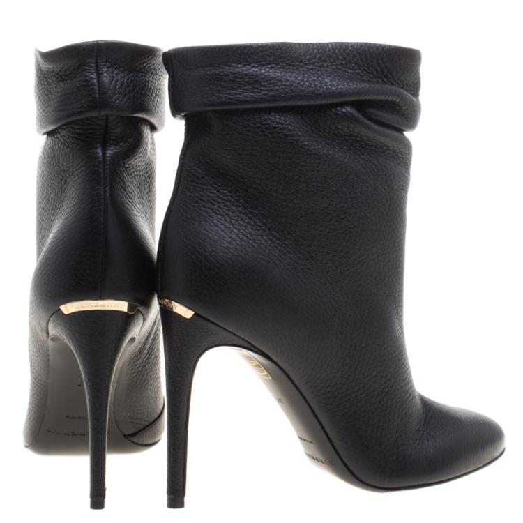 Pre Owned Burberry Black Leather Epworth Ankle Boots Size 37