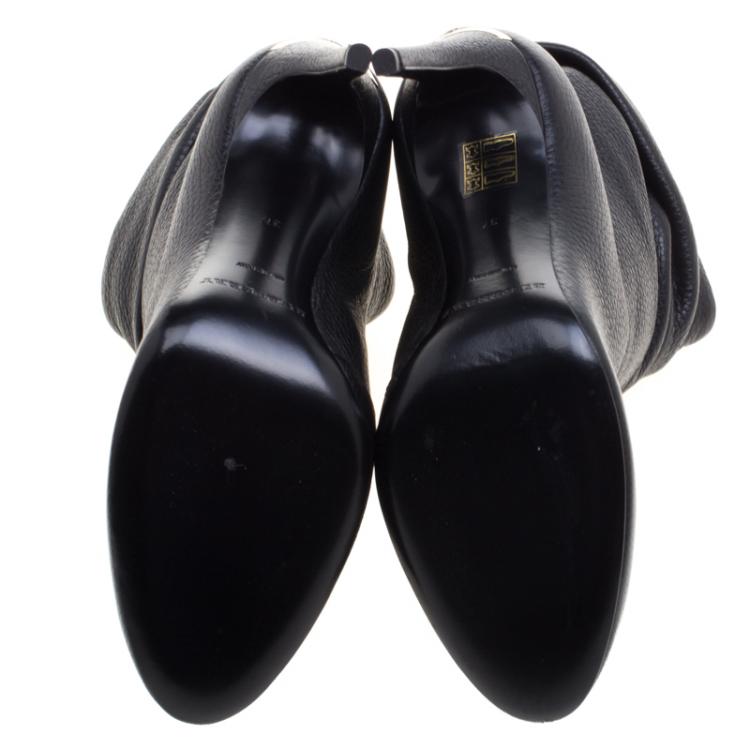 Pre Owned Burberry Black Leather Epworth Ankle Boots Size 37