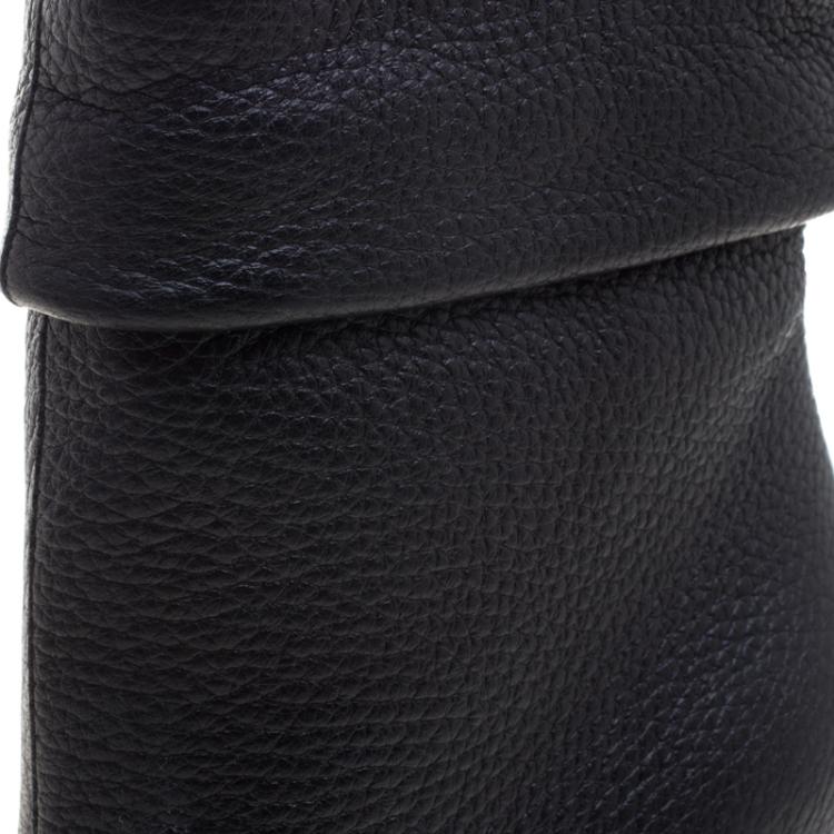Pre Owned Burberry Black Leather Epworth Ankle Boots Size 37