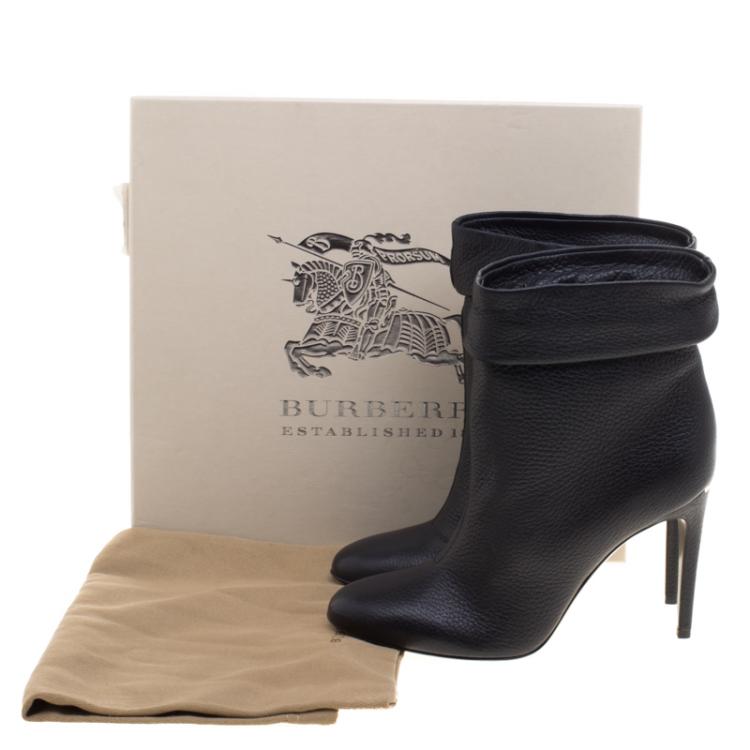 Pre Owned Burberry Black Leather Epworth Ankle Boots Size 37