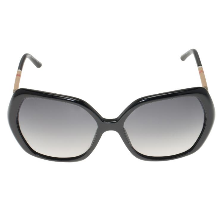 مملوكة مسبقًا Burberry Black Novacheck Wrapped Square Sunglasses  