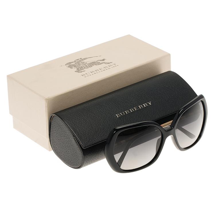 مملوكة مسبقًا Burberry Black Novacheck Wrapped Square Sunglasses  