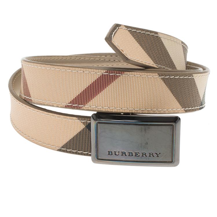 مملوكة مسبقًا Burberry Beige Novacheck Canvas Belt 100 CM