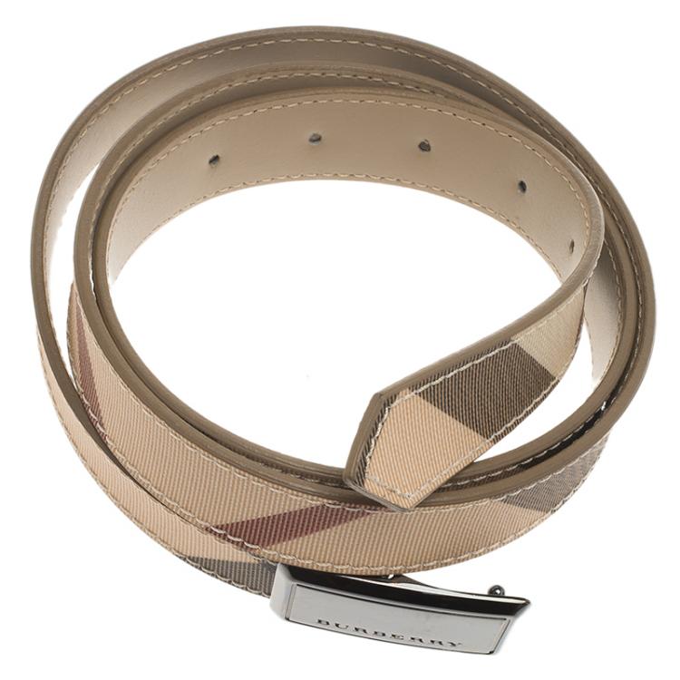 مملوكة مسبقًا Burberry Beige Novacheck Canvas Belt 100 CM