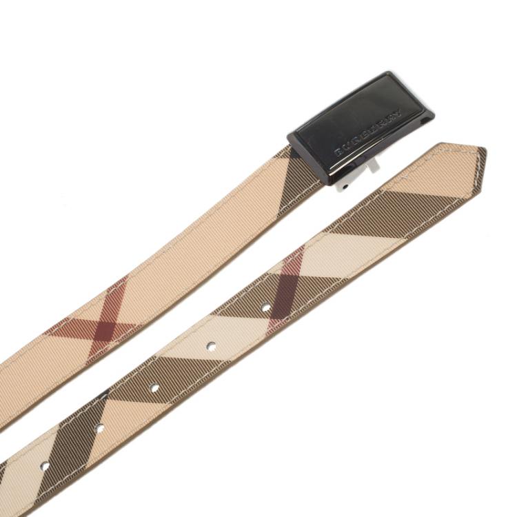 مملوكة مسبقًا Burberry Beige Novacheck Canvas Belt 100 CM