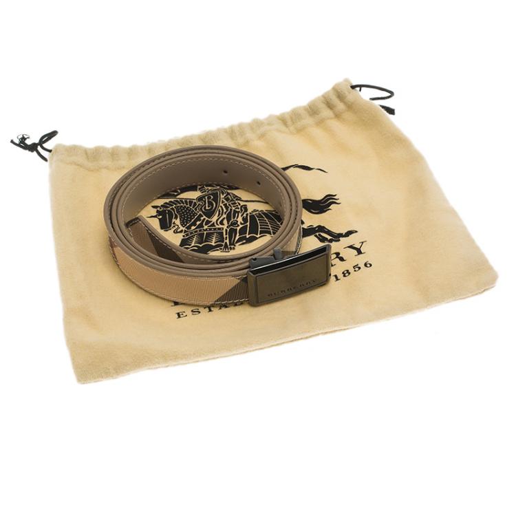 مملوكة مسبقًا Burberry Beige Novacheck Canvas Belt 100 CM