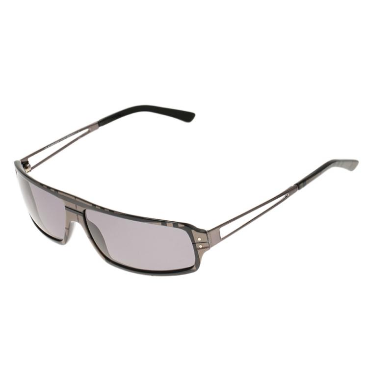 مملوكة مسبقًا Burberry Grey Novecheck Print 8394 Shield Sunglasses