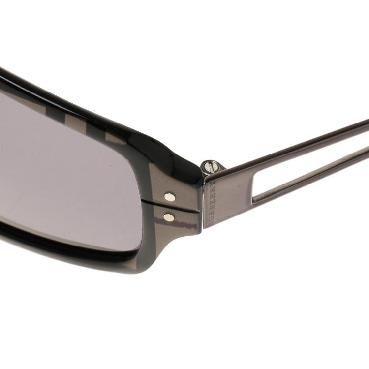مملوكة مسبقًا Burberry Grey Novecheck Print 8394 Shield Sunglasses