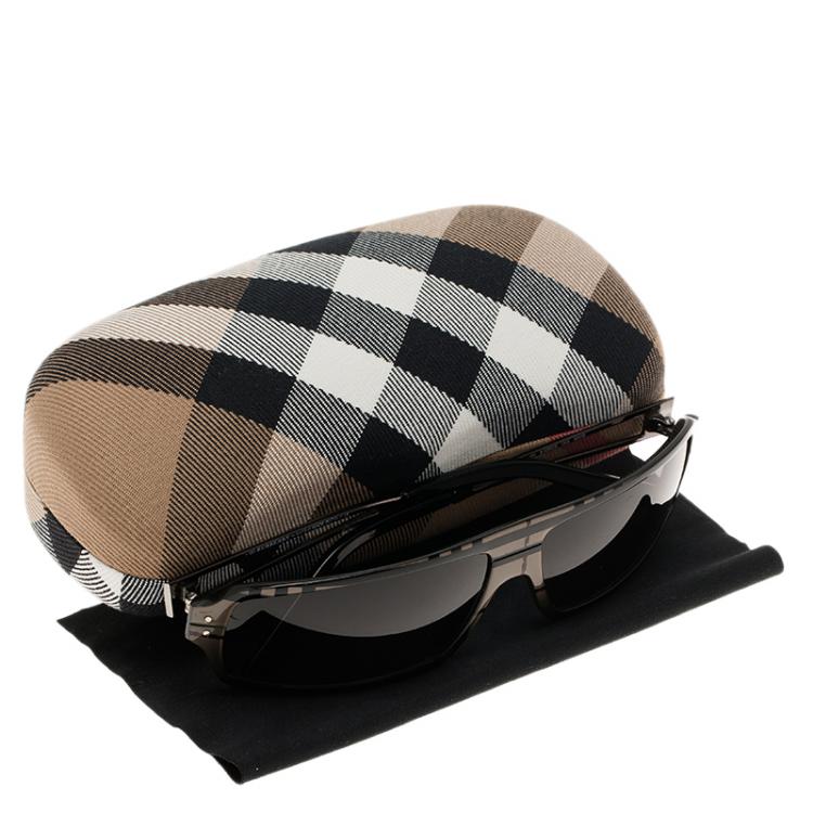 مملوكة مسبقًا Burberry Grey Novecheck Print 8394 Shield Sunglasses