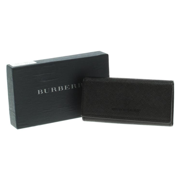 Pre Owned حافظة 4 مفاتيح بربري جلد سوداء