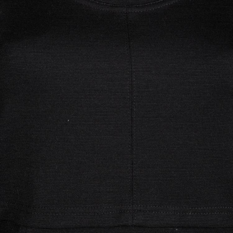 Pre Owned Burberry Brit Black Wool Novacheck Trim Detail Short Sleeve Dress L