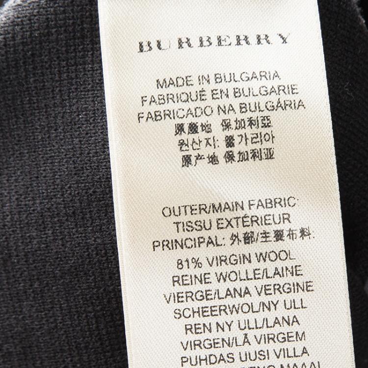 Pre Owned Burberry Brit Black Wool Novacheck Trim Detail Short Sleeve Dress L