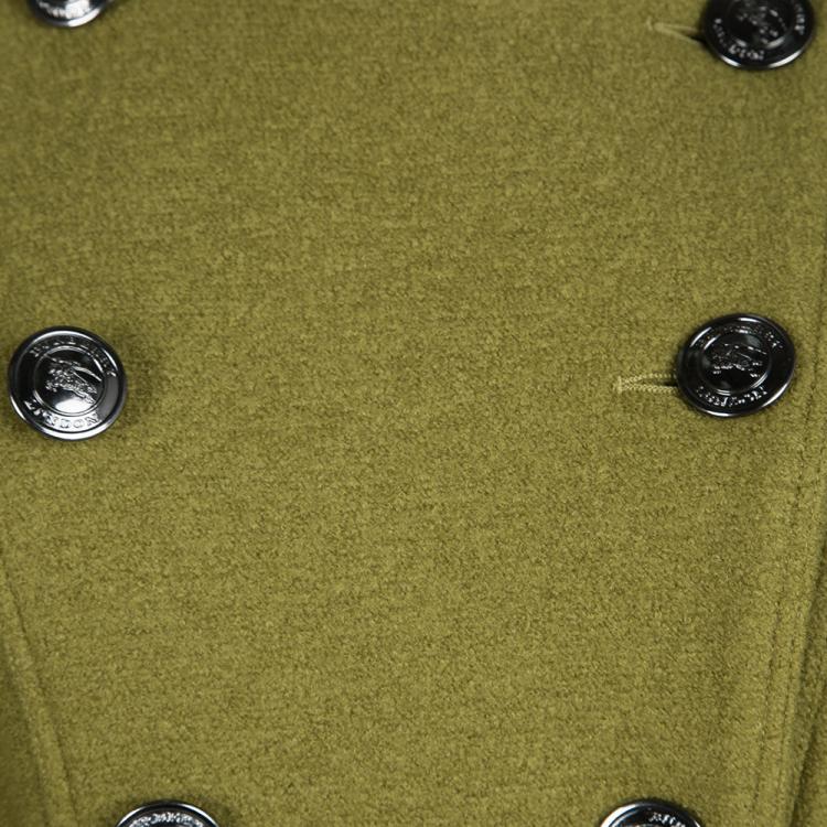 مملوكة مسبقًا Burberry London Green Wool Double Breasted Belted Overcoat M