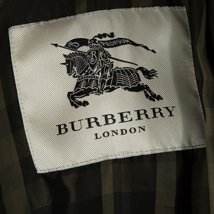 مملوكة مسبقًا Burberry London Green Wool Double Breasted Belted Overcoat M