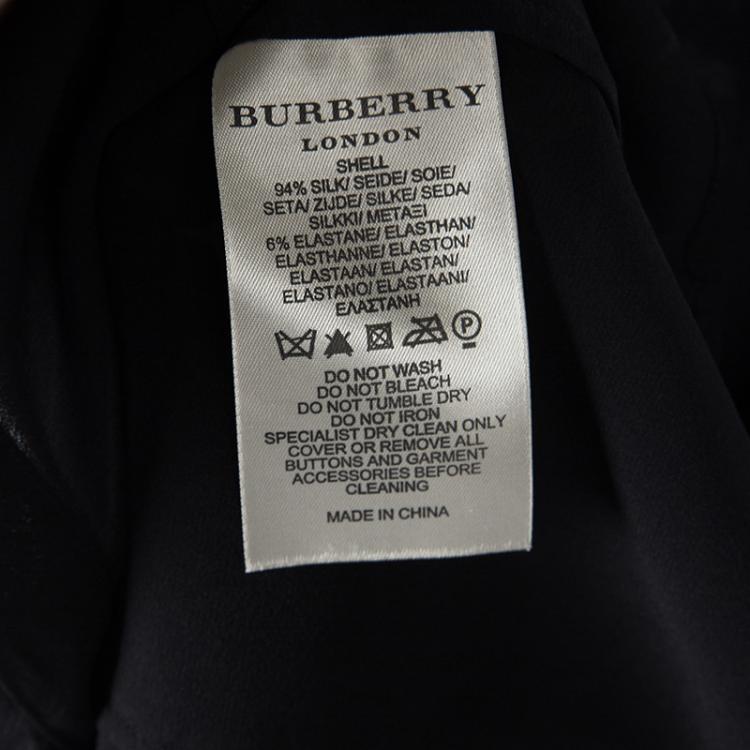 Pre Owned Burberry London Black Silk Ruffle Trim Detail Long Sleeve Blouse S