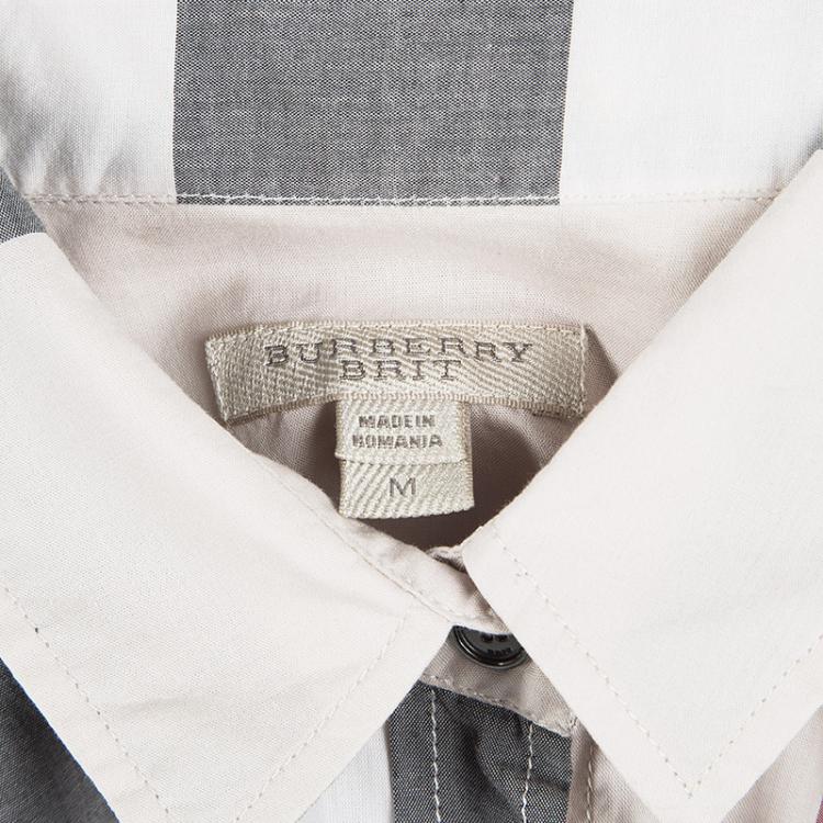 مملوكة مسبقًا Burberry Brit Beige Novacheck Cotton Long Sleeve Button Front Shirt  M