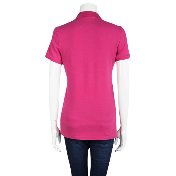 Pre Owned Burberry Brit Pink Logo Detail Polo T-Shirt M