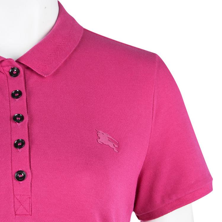 Pre Owned Burberry Brit Pink Logo Detail Polo T-Shirt M