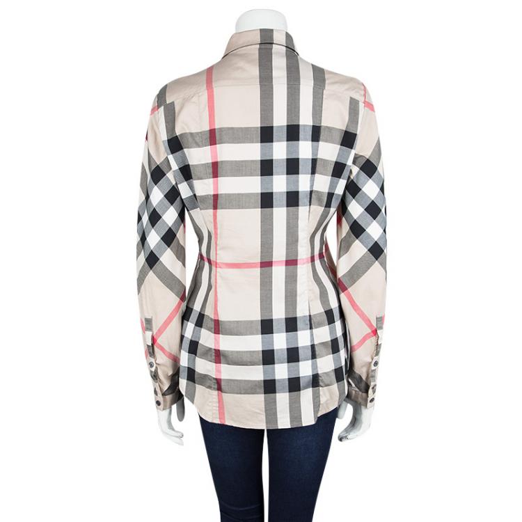 Pre Owned Burberry Brit Beige Novacheck Cotton Long Sleeve Button Front Shirt S