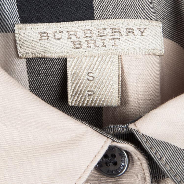 Pre Owned Burberry Brit Beige Novacheck Cotton Long Sleeve Button Front Shirt S