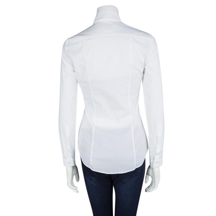 Pre Owned Burberry Brit White Cotton Long Sleeve Button Front Shirt XS