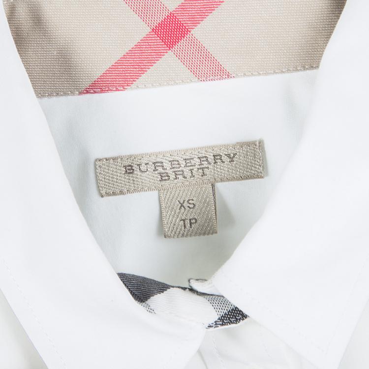 Pre Owned Burberry Brit White Cotton Long Sleeve Button Front Shirt XS
