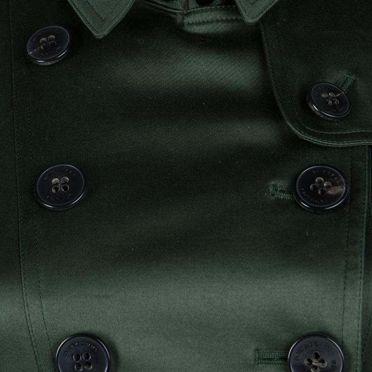 Pre Owned Burberry Dark Green Double Breasted Belted Trench Coat S