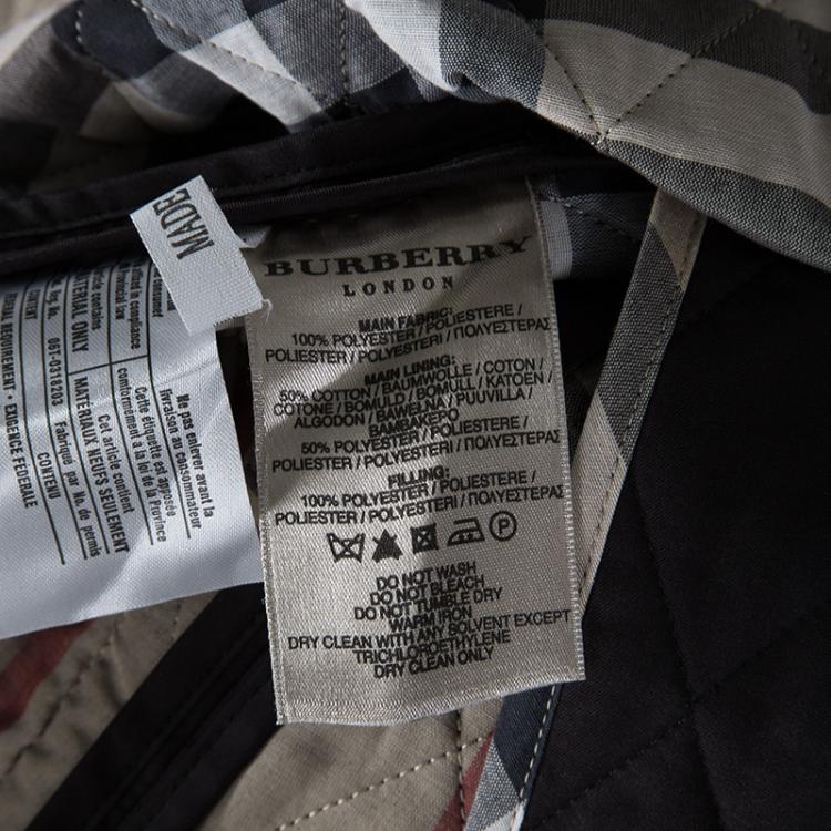 Pre Owned Burberry Brit Black Novacheck Trim Detail Diamond Quilted Jacket M