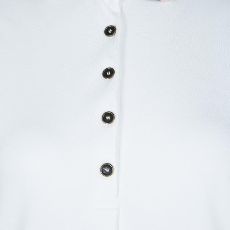 Pre Owned Burberry Brit White Honeycomb Knit Novacheck Collar Detail Polo T-Shirt L