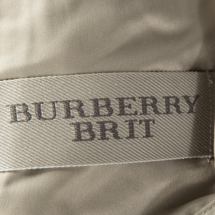 Pre Owned Burberry Brit Beige Novacheck Trim Detail Diamond Quilted Jacket S