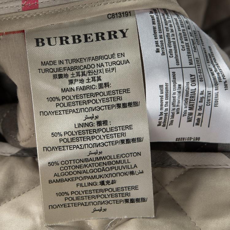 Pre Owned Burberry Brit Beige Novacheck Trim Detail Diamond Quilted Jacket S