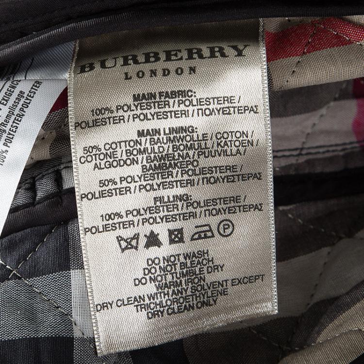 Pre Owned Burberry London Black Diamond Quilted Zip Front Belted Long Jacket M