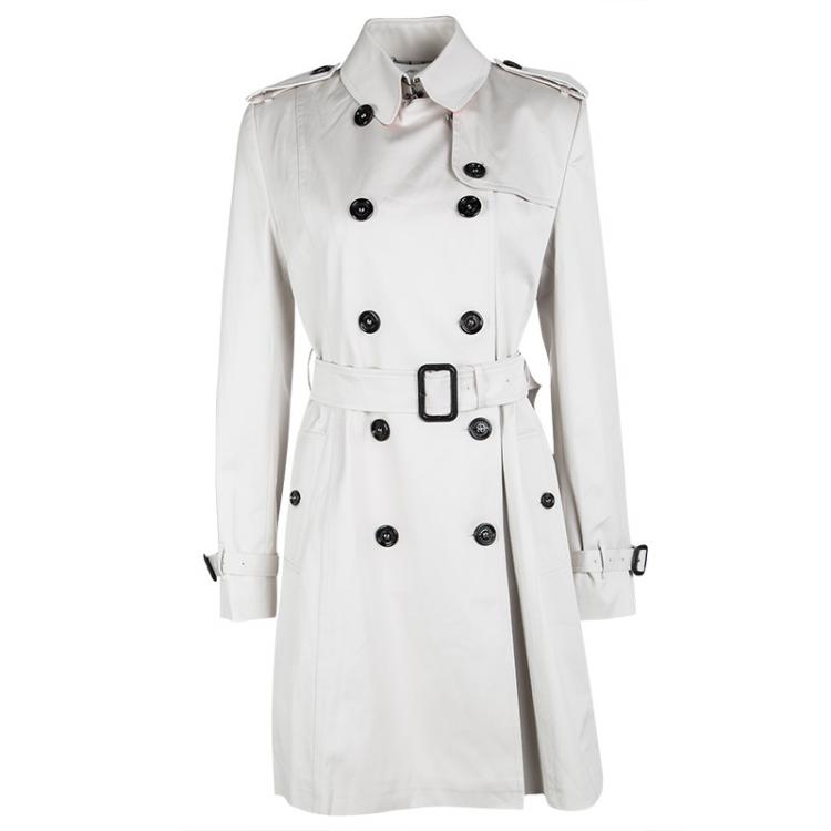 ongerustheid royalty auditorium Burberry London Pale Grey Cotton Double Breasted Belted Trench Coat S  Burberry | TLC