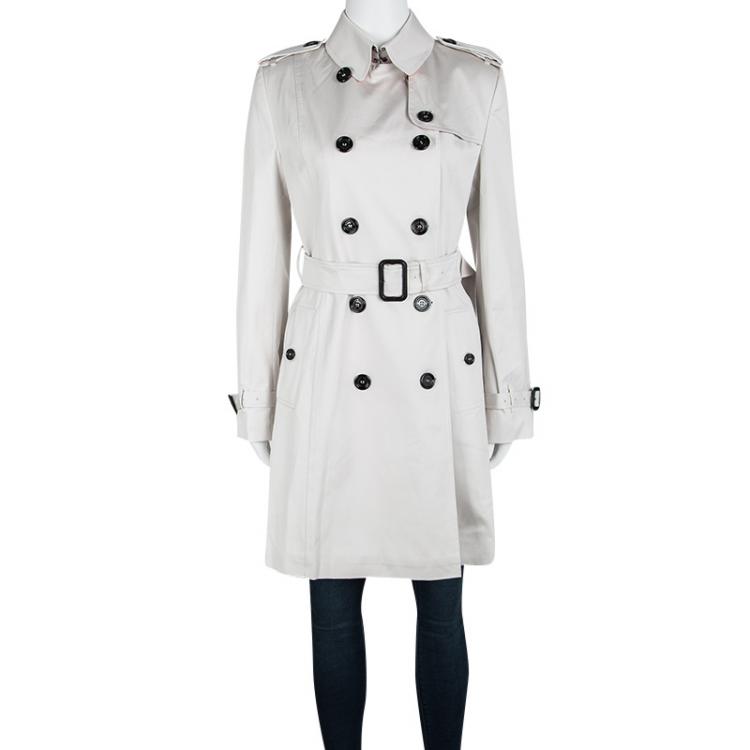 Burberry London Pale Grey Cotton Double, Burberry London White Trench Coat Womens