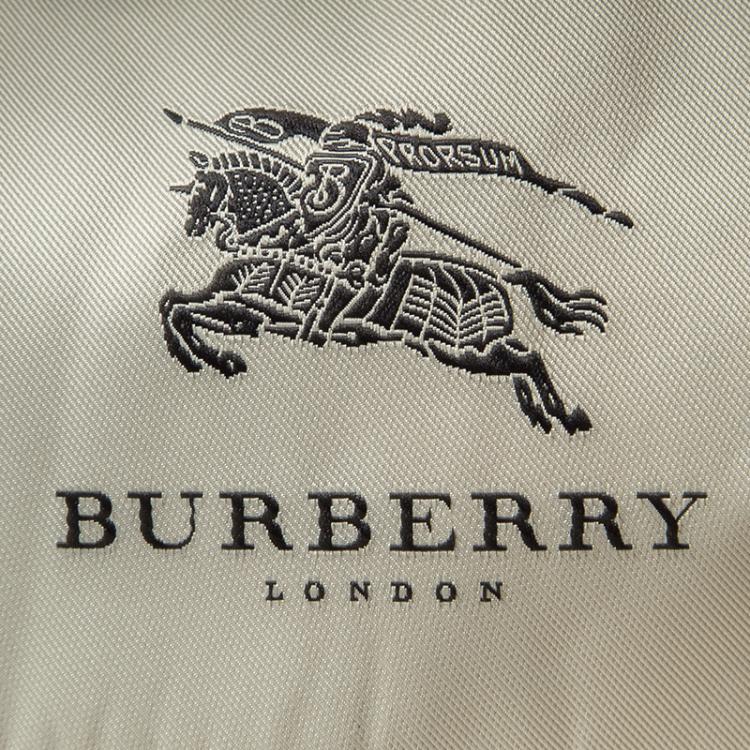 Pre Owned Burberry London Pale Grey Cotton Double Breasted Belted Trench Coat XS