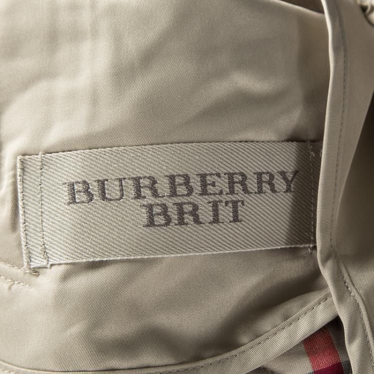 Pre Owned Burberry Brit Beige Novacheck Trim Detail Diamond Quilted Jacket M