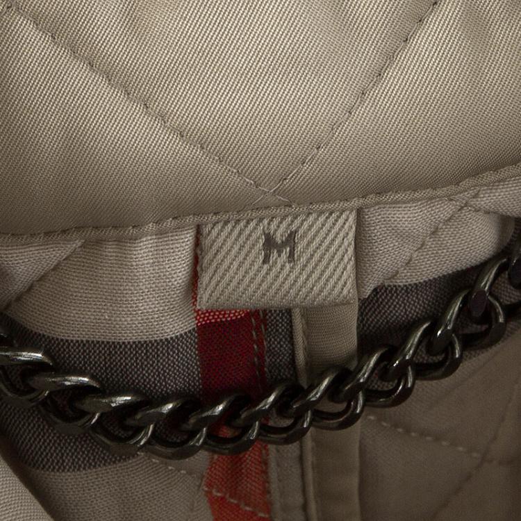 Pre Owned Burberry Brit Beige Novacheck Trim Detail Diamond Quilted Jacket M