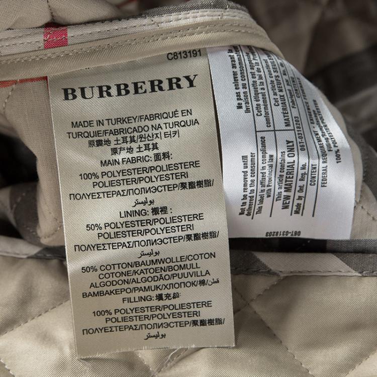 Pre Owned Burberry Brit Beige Novacheck Trim Detail Diamond Quilted Jacket M