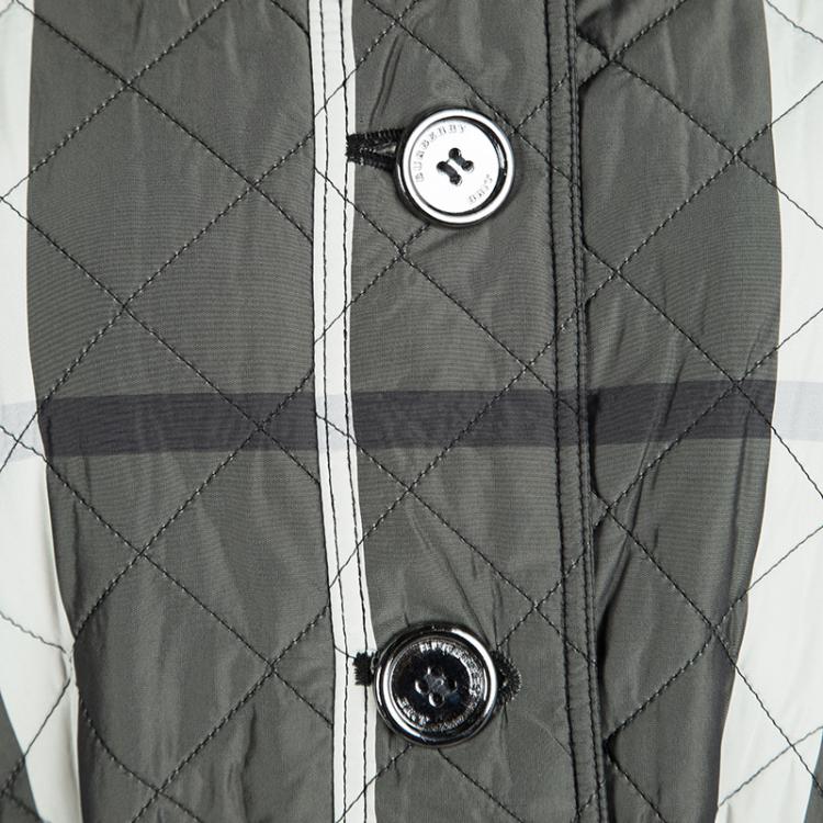 Pre Owned Burberry Brit Checked Diamond Quilted Belted Jacket XL