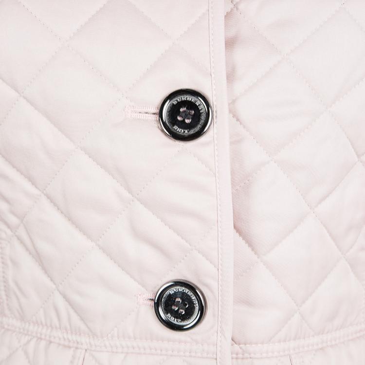 مملوكة مسبقًا Burberry Brit Pale Pink Diamond Quilted Button Front Jacket S
