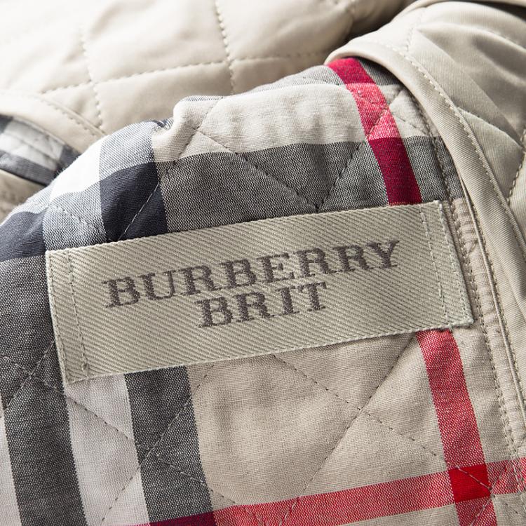 Pre Owned Burberry Brit Beige Diamond Quilted Button Front Jacket S