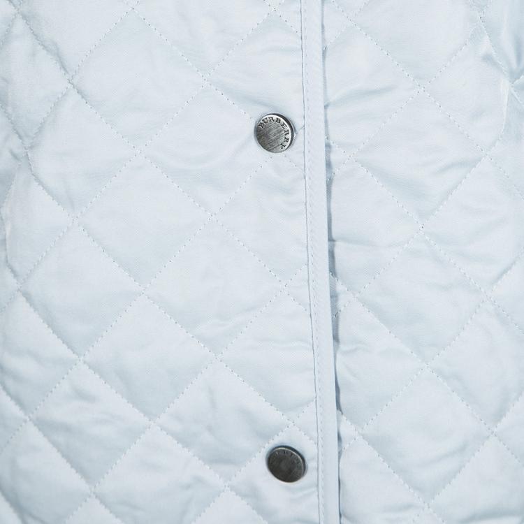 مملوكة مسبقًا Burberry London Powder Blue Diamond Quilted Button Front Jacket L