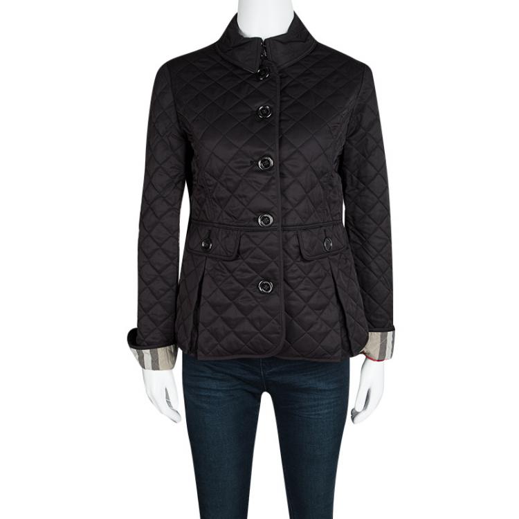 مملوكة مسبقًا Burberry Brit Black Diamond Quilted Button Front Jacket M