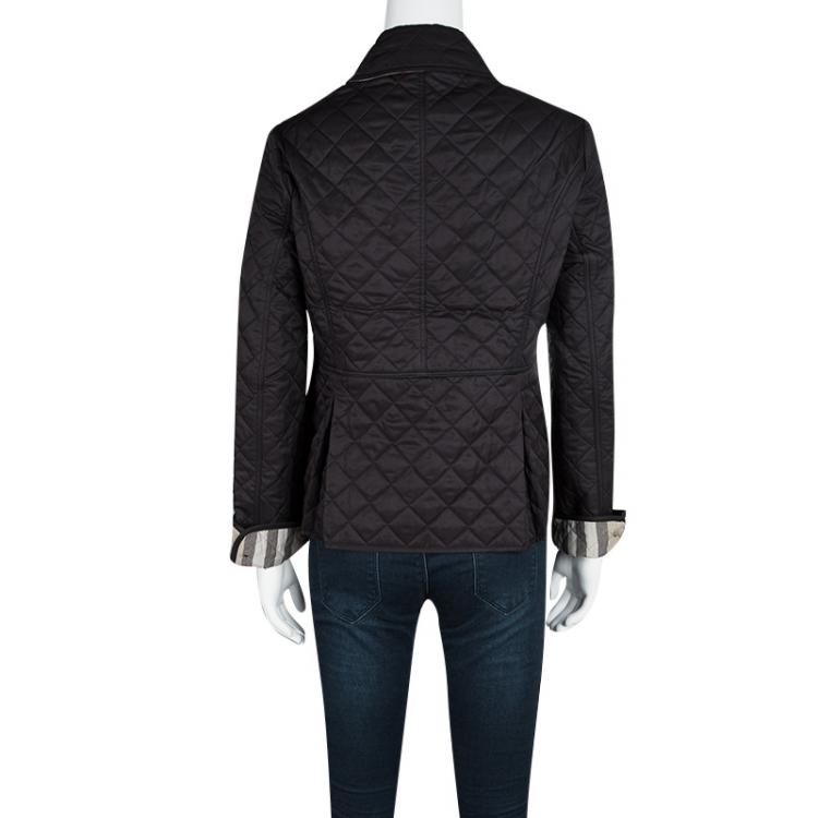 مملوكة مسبقًا Burberry Brit Black Diamond Quilted Button Front Jacket M